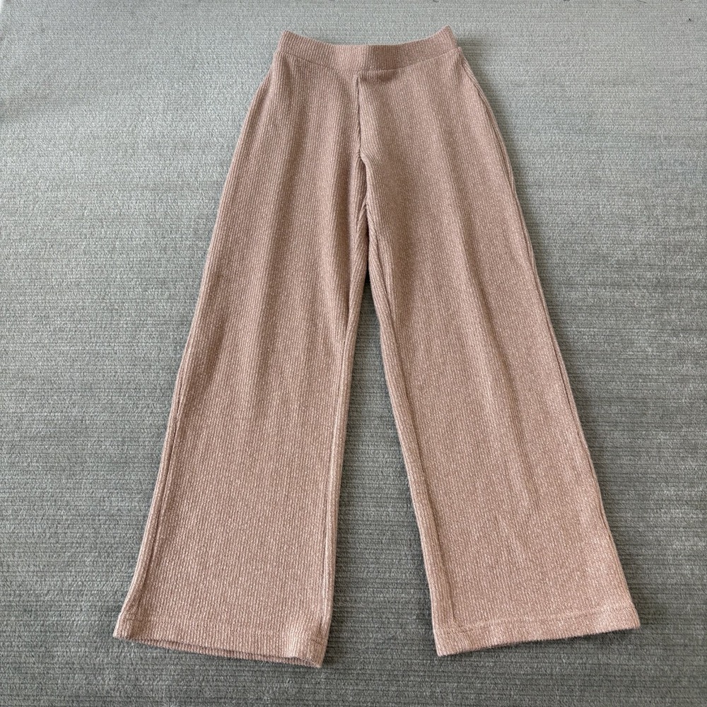 Zara Kids Ribbed Knit Wide Leg Lounge Pants Size 11-12 Elastic Waist Stretch‎